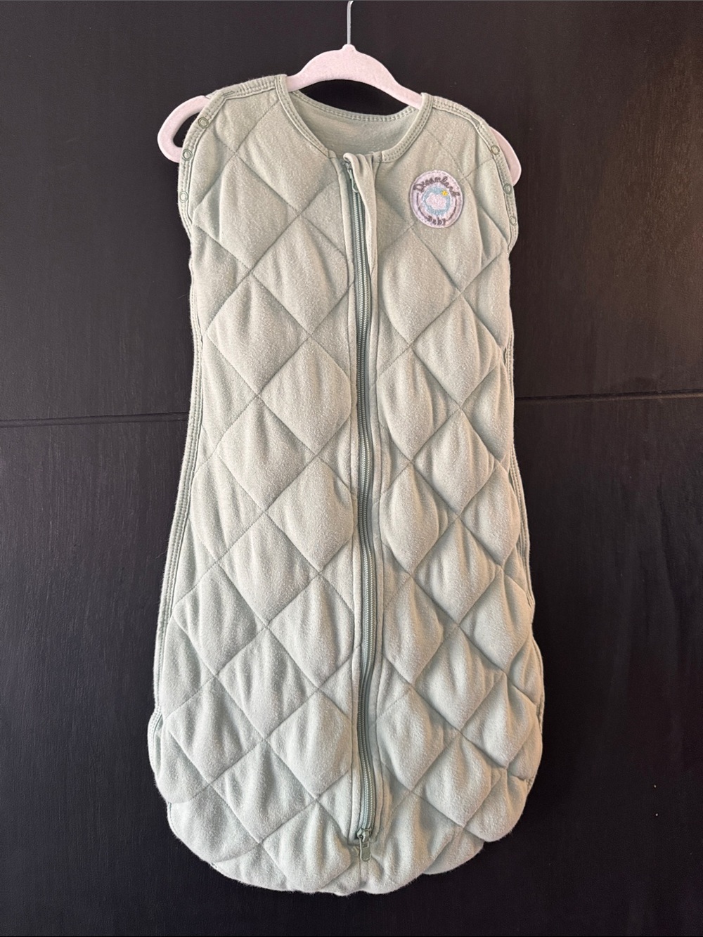Quilted Light Green Baby Sleep Sack with Front Zipper